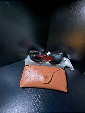Ray-Ban Black Frame Sunglasses with Brown Case